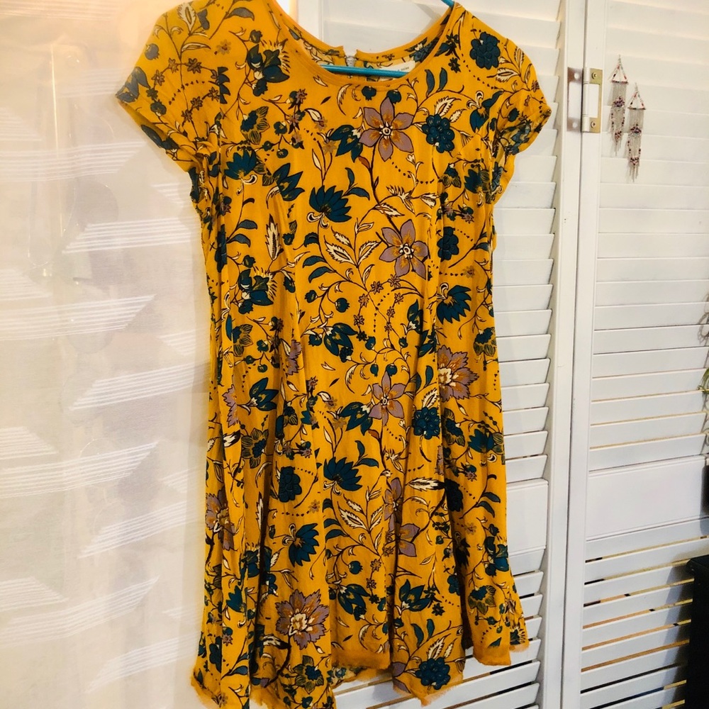 Yellow Floral Tunic Dress
